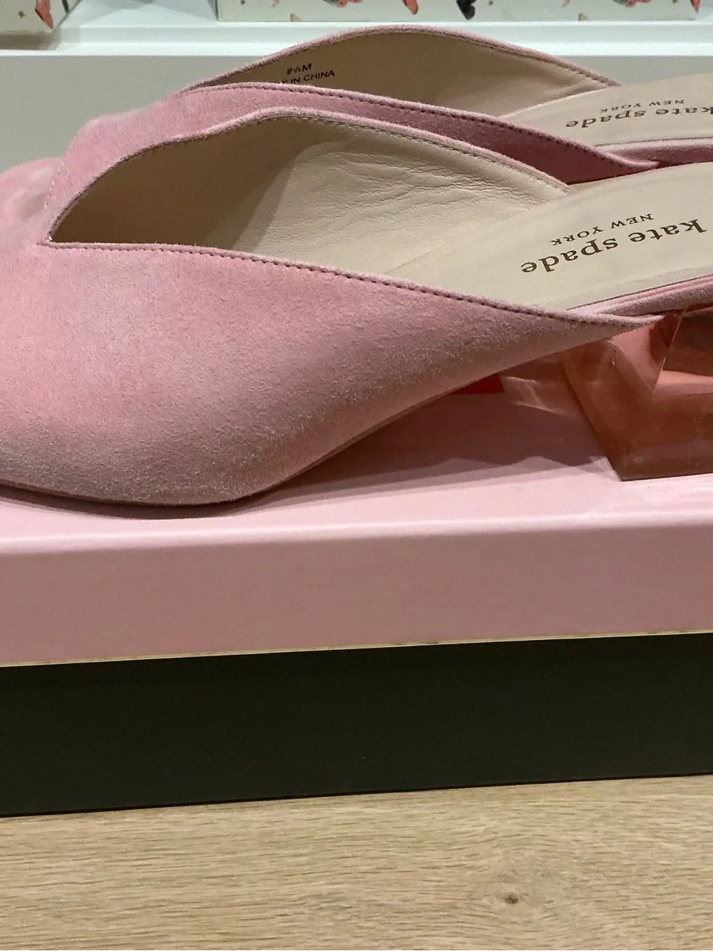kate spade Rococo Pink Suede V-Cut Slide Mules